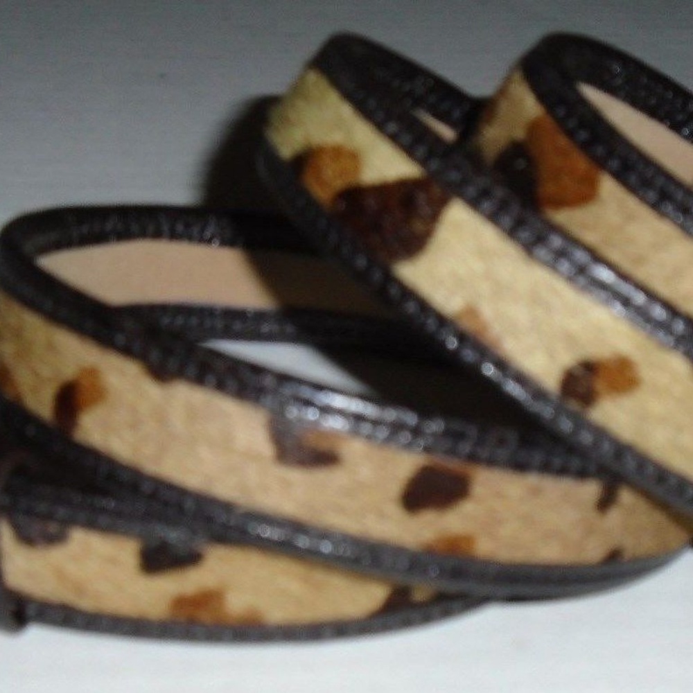 Vintage Rare Leather Animal Leopard Furry Belt